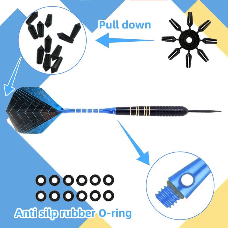 3 Pcs Blue Professional Darts,Darts 22g, Steel Darts with Aluminum