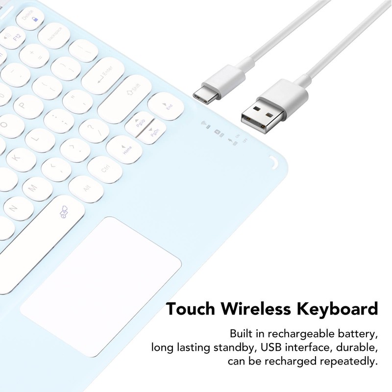 Touch Wireless Keyboard Round Keycaps Ergonomic Design Ultra Thin Smart