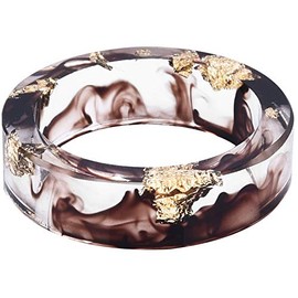 Jude Jewelers 8mm Ocean Style Transparent Plastic Resin Wedding Band Cocktail Party Ring (Brown, 7)