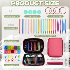 13 Pairs Interchangeable Circular Knitting Needle Set