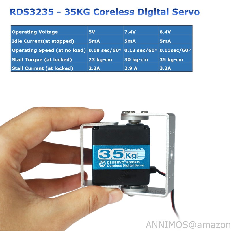 ANNIMOS 35KG Robot Servo Coreless Motor High Torque Stainless Steel