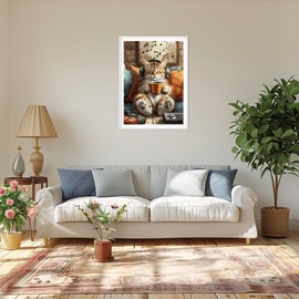 MAXBYE 5D Cute Cat with Headphones Diamond Painting Art Kits for Adults, DlY Full Drill Picture Diamond Art Set, Cross Stitch Simple Kits for Beginners, Crystal Painting, Home Wall Decor, Gift, 30 x