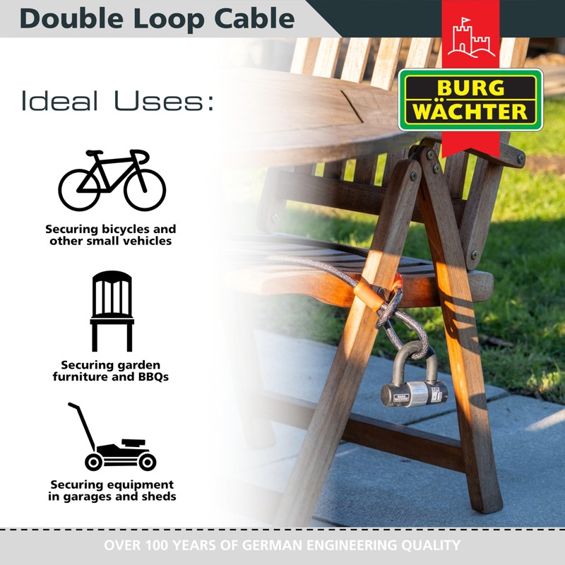 Burg-Wachter 122C Double Loop Vinyl Coated Multi-Stranded Braided Steel Cable,