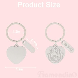 Framendino, 30 Pack Engravable Metal Keychain Blanks Stamping Keychains Engraving Stainless Steel Blank Key Ring Tags for DIY Employee Craft Heart Silver, Silver, 30 Pack