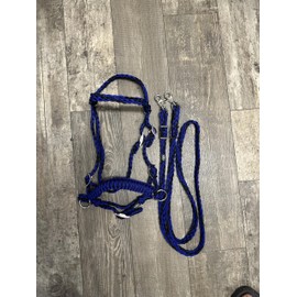 black and blue pony bitless bridle horse tack side pull hackamore with optional reins in small and large pony size