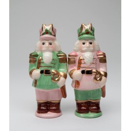 Fine Ceramic Christmas Winter Wonderland Nutcrackers Solider Salt & Pepper Shakers Set, 4-1/2" H