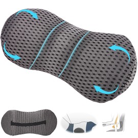 Fiabgum Lendenkissen, Rückenkissen mit Abnehmbarem Gummiband, Anti-Rutsch Lordosenstütze, Lendenwirbelstützkissen, Ergonomisches Lendenwirbelkissen für Bürostuhl Lumbar Cushion(Grau)