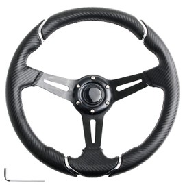 Spaorcco 14" Carbon Fiber Golf Cart Steering Wheel for Yamaha EZGO RXV & TXT,Club Car DS and Precedent Steering Wheel Fit Most Golf Carts