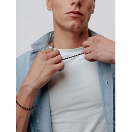 BREIL JEWEL Men's BLACK ONYX collection, STEEL, NATURAL STONES BRACELET 22,5CM, OTHER color with W. ST. - TJ2409