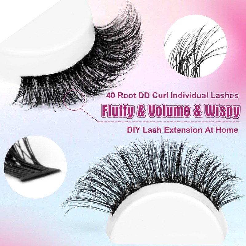 Lash Clusters 330Pcs Cluster Eyelash Extensions 40D Individual Lashes Fluffy
