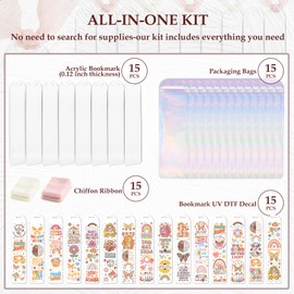 Dazoratix Inspirational Acrylic Bookmark Blanks - 60 Pcs Groovy Bookmarks Making Kit Bulk Aesthetic Page Markers UV DTF Stickers DIY Crafts Reading Women Girls Students Teacher School Birthday Gifts