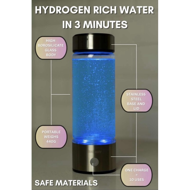 Hydrogen Water Bottle Portable Hydrogen Rich Water Generator Using SPE/PEM