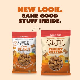 Quinn Creamy Peanut Butter Filled Pretzel Nuggets - Made with Real Ingredients, Whole Grain Sorghum, Sea Salt, Vegan, Gluten Free, Dairy Free, Non-GMO - 11 Oz (Pack of 4)
