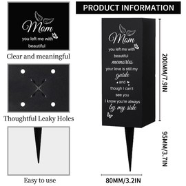 WEBEEDY Mom Cemetery Vases Decorations for Grave Metal Vases with Spikes Angel Wings Butterflies Pattern Grave Memory Sign Decorations for Cemetery Funeral Father's Day Memorial Day,3.15x7.87 Inch