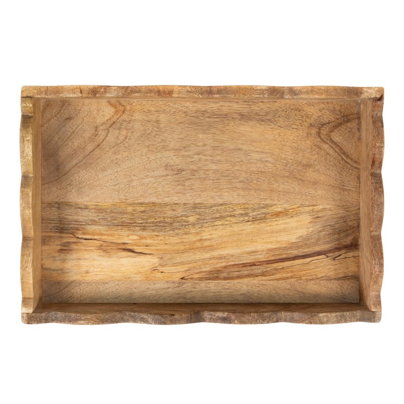 Creative Co-Op Mango Wood Scalloped Tray, Natural