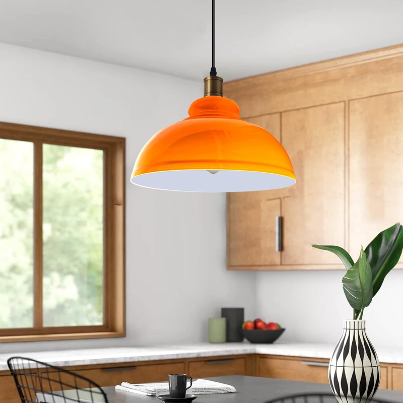 Metal Ceiling Lamp Shade - 29cm Orange Easy Fit Light