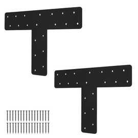 XIHUWZ 2 Pcs T Post Bracket,14"x10"T Flat Mending Plate Joining Brackets, Connecting Brackets, T Shape Strap Plate Fit 4x4,6x6 for Repair House,Pavilion,Truss framing