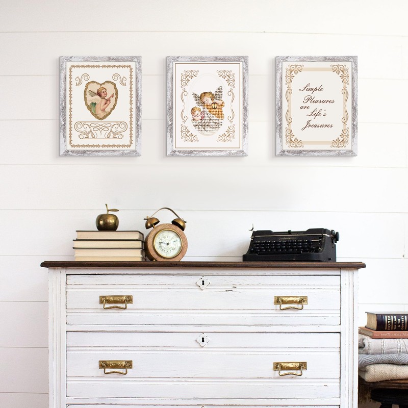 upsimples 8.5x11 Picture Frame, Rustic White 1 Pack