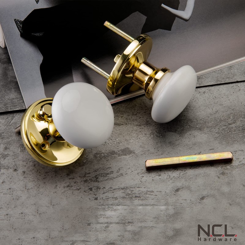 NCL White Door Knobs, Round Passage Door Knob (3 Pack),