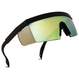 ShadyVEU Retro Performance Mirrored Sports TR90 Unbreakable Sunglasses Extendable Arms Adjustable Soft Nose Pads (Blue/Jade Green)