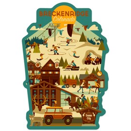 Die Cut Sticker Breckenridge, Colorado, Ski, Geometric Vinyl Sticker 3 to 6 inches, (Waterproof Decal for Cars, Water Bottles, Laptops, Coolers), Large