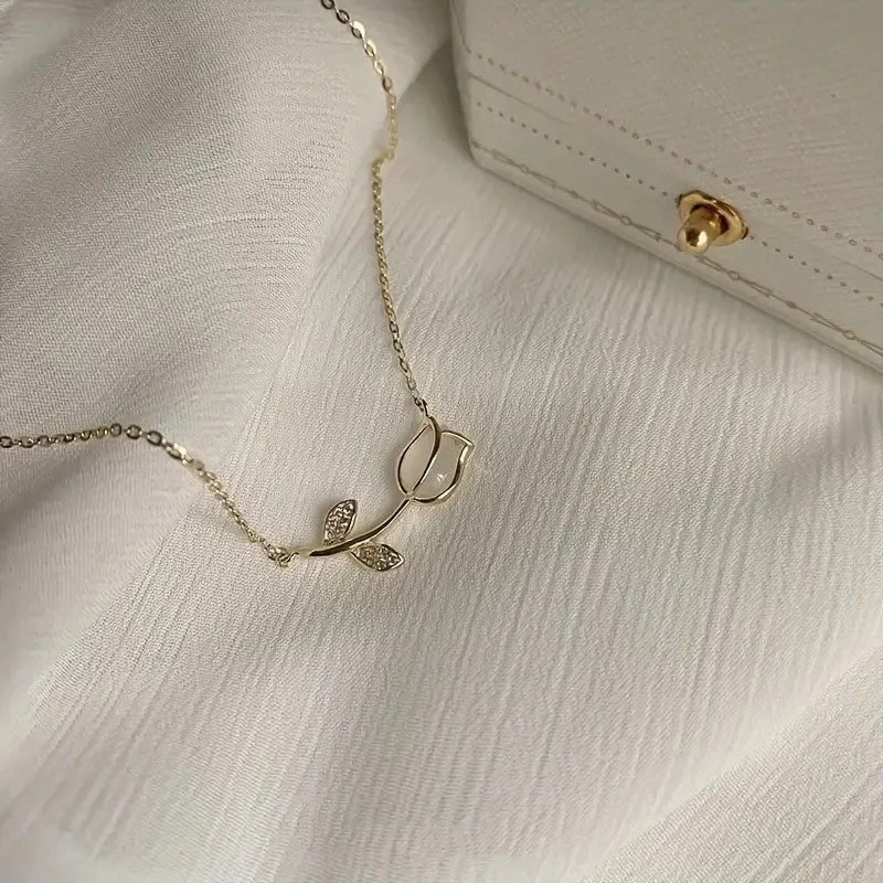 Leawede 2pzs Collar Y Pulseras Tulipán Oro Regalos Para Mujer