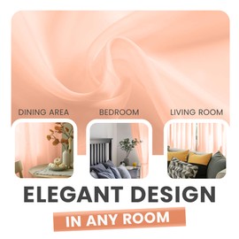 YHSF Sheer Curtains - 2 Panel Set Home Room Decor - Elegant Rod Pocket Solid Voile Drapes for Bedroom/Living Room, Window Treatments, Light Filtering - Set of 2, 54" W x 63" L, Peach