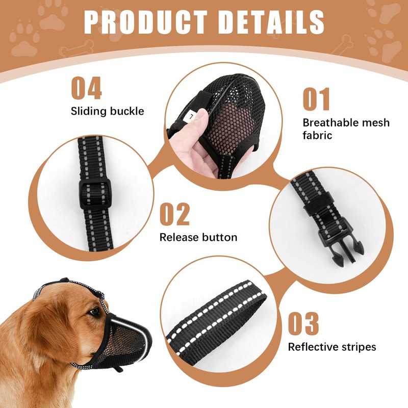 Muzzle for Dogs, Soft Mesh Muzzle, Breathable Mesh for Medium