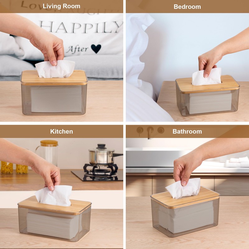 QIWODE Tissue Box Holder Rectangle, Plastic Tissue Box Cover with