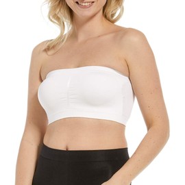 MAGIC BODYFASHION Women's Bandeau Bra Strapless Wire Free Seamless, White, XL