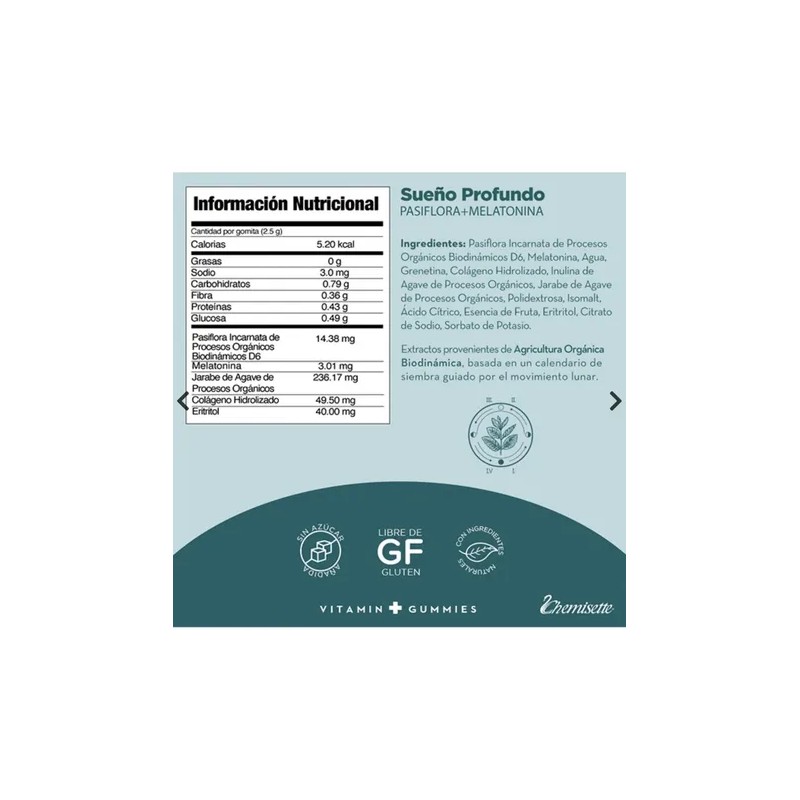 Melatonina Y Pasiflora Gomitas Sueño Profundo Chemisette