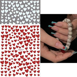 Heart Nail Art Stickers 10 Colors Valentines Day Nail Decals 3D Shiny Glitter Hearts Stickers for Nails Self Adhesive Valentine Heart Nail Art for DIY Nail Decorations Manicure Accessories 10 Sheets