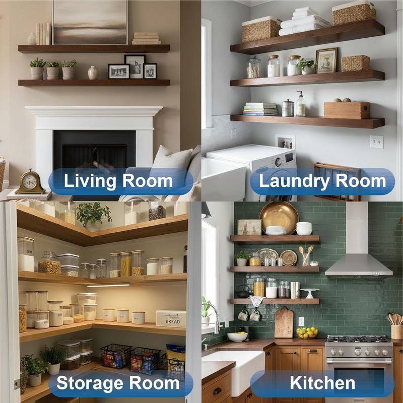 LEOPO Black 16-Pack 5 inch Floating Shelf Brackets, Hidden Shelf