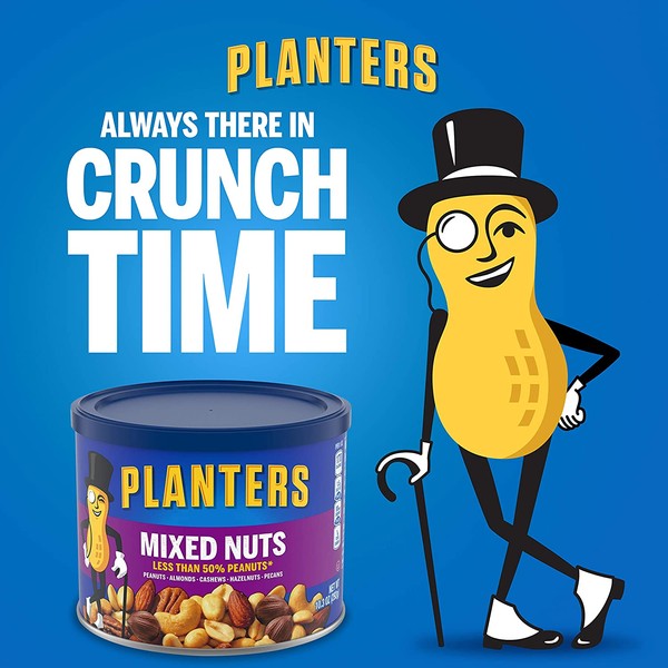 PLANTERS Mixed Nuts, 10.3 oz Canister (Pack of 4) - Peanuts, Almonds, Cashews, Hazelnuts & Pecans Roasted in Peanut Oil - Game Day Snacks, Movie Snacks & After School Snacks - Resealable Lid - Kosher
