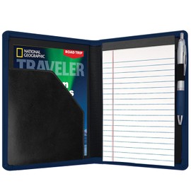 Konper Classic Padfolio/Junior Portfolio Folder Case, Business A5 Binder Organizer Notepad for Men Women, 5 x 8 Writing Pad Included, Navy Blue