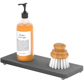 Yofidra Water Absorbent Diatomite,Stone Drying Mat for Kitchen Counter Instant Drying Stone, Sponge Holder for Sponges Soap Dispenser, 9.2" X 3.5 Kitchen Sink Organizer for Kitchen Counter