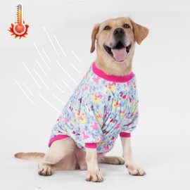 LovinPet Jackets for Large Dog: Pet Pajamas, Skin-Friendly Flannel Fabric Clothes for Dogs, Wild Horse Frolic Seafoam Prints Dog Clothes, Warm Dog Clothes for Small Dog Breeds and Cold Weather,Pink