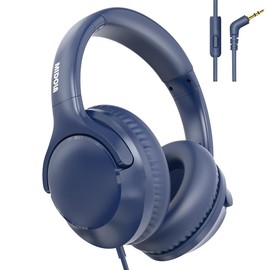 MIDOLA Volume Limited 85/96dB for Kids Headphones Over-Ear/On-Ear Foldable Sound Noise Protection Headset with Inline Aux 3.5mm Cord w/Mic for Child School Cellphone PC Pad Notebook Deep Blue