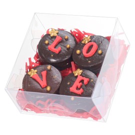 ROSPAKTEK 20pcs 4x4x2 Inch Bakery Boxes with Window for Cookies, Soap, Chocolate Truffles, Macarons, Cakes, Brownies, Pastries, Donuts or Gifts. Party Favor Boxes