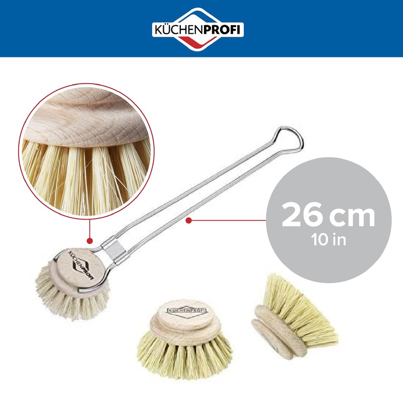 Kuchenprofi Classic Dishwashing Brush and 2-Pack Replacement Refill