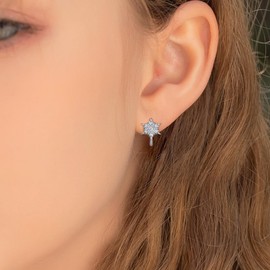 Sterling Silver Snowflake Earrings Huggie Hoop Charms Hypoallergenic Fashion White Gold Plated for Sensitive Ears Cubic Zirconia Jewelry Dainty Birthday Gift for Women