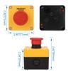 Baomain Red Sign Emergency Stop Switch, Weatherproof Push Button Switch