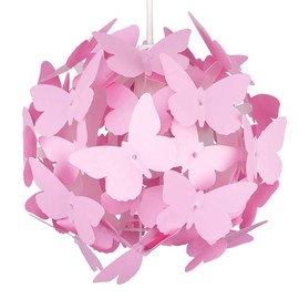 Beautiful Modern Bright Pink Coloured Butterflies Ceiling Girl's Chandelier Pendant Bedroom Light Lamp Shade