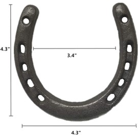 Cast Iron Horseshoe Wall Decor, Medium Horseshoe Sturdy Cast Iron 5 Holes On Each Side for Indoor Or Outdoor