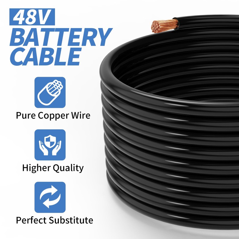 10L0L Heavy Duty 48V Golf Cart Battery Cables - Compatible