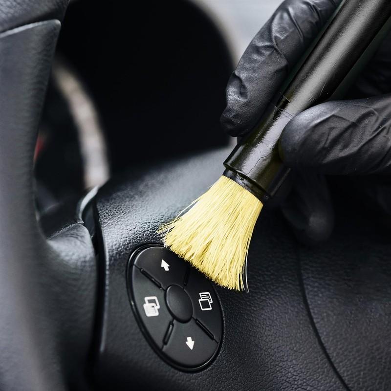 Car Detailing Brush Set, 6 Pack Natural Boars Hair Detailing