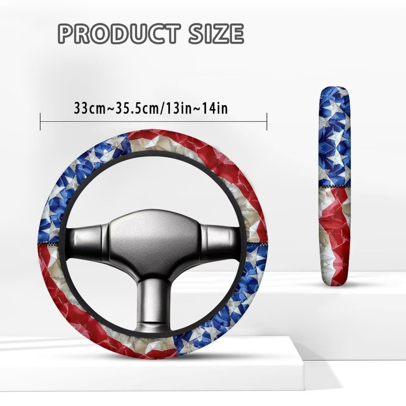 Qiyupavto American Flag Golf Cart Steering Wheel Cover Sweat-Absorbent Non-Slip