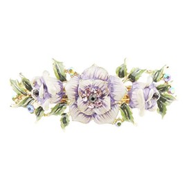 Womens Girls Crystal Rhinestone Diamante Wedding Birthday Party Evening School Ponytail Fine Medium Hair Accessories Occasion Barrette Hairpin Grip French Spring Clip Enamel Flower Rose Peony (Purple)