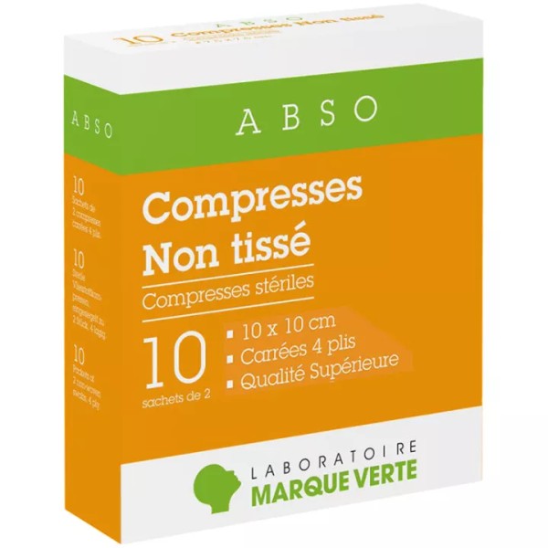 Marque Verte Abso Compresses Non-Woven Sterile Green Brand, box of