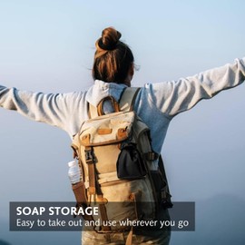 Travel Soap Bag Waterproof Leakproof Travel Soap Case Box Quick Drying Soap Travel Bag Soap Holder Soap Case Container with Soap Foam Bag and Carabiner for Travel, Camping, Out